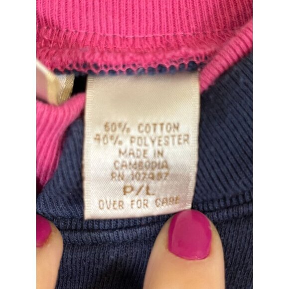 Baxter Wells Sweatshirt PL Blue Pullover Floral Granny 80s Embroidery Mature - Picture 9 of 11